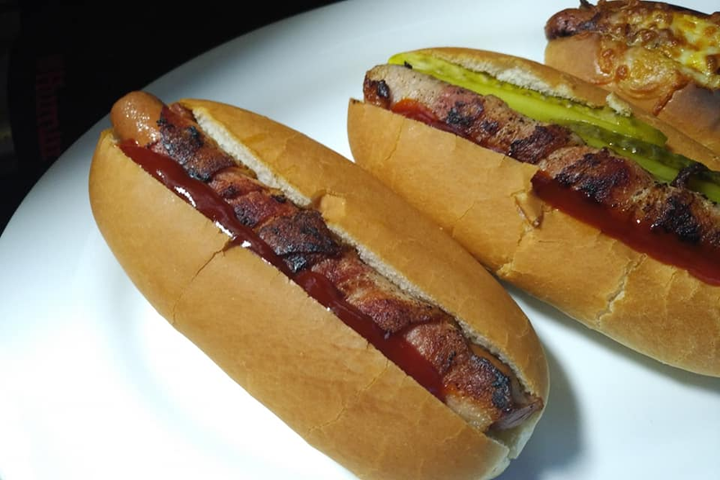 Illustration for article titled Farscythes fault. Bacon wrapped hotdogs.